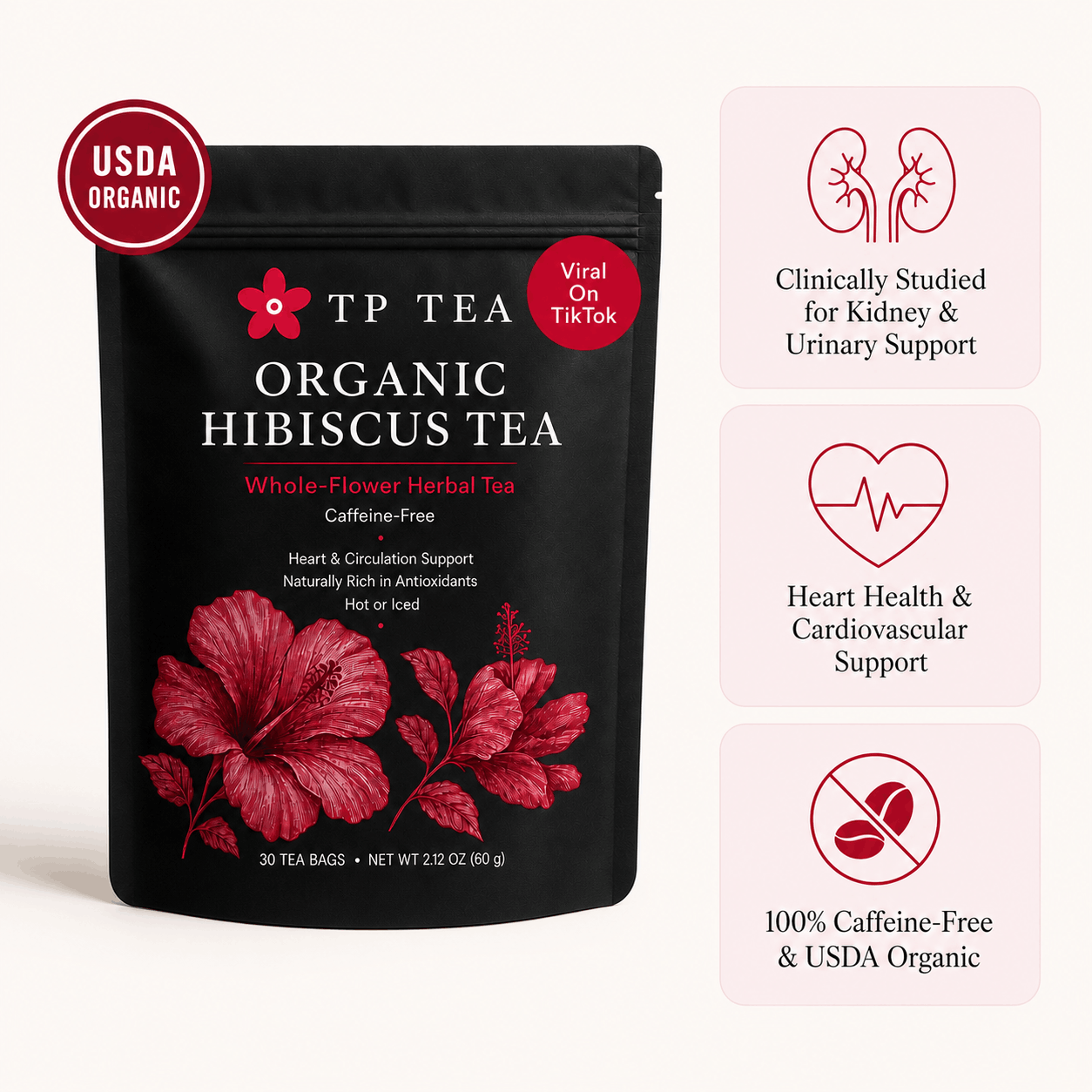 Organic Hibiscus Tea for Heart & Circulation Support